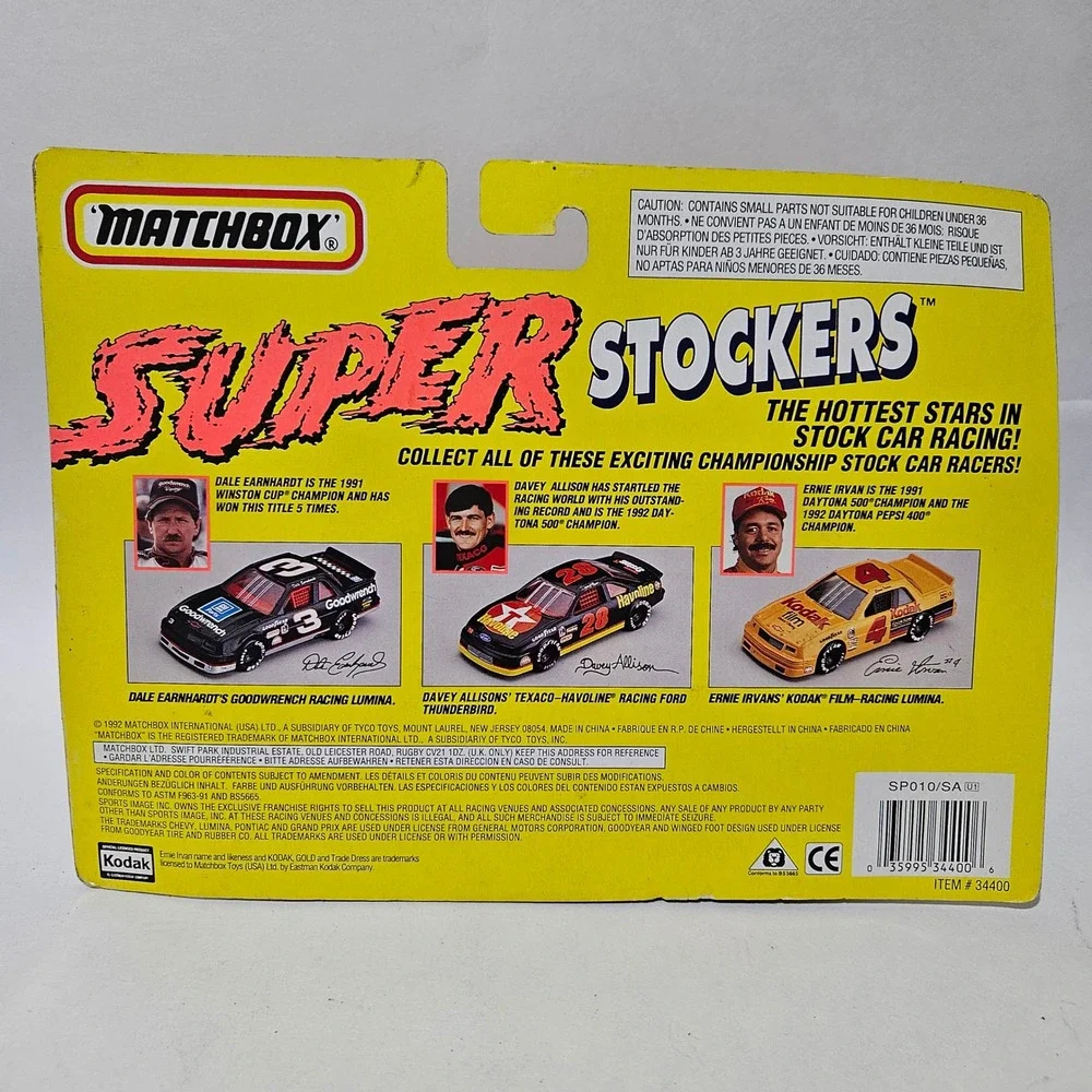 Matchbox Super Stockers Ernie Irvan 4 Kodak Racing Lumina 1992 Daytona Winner